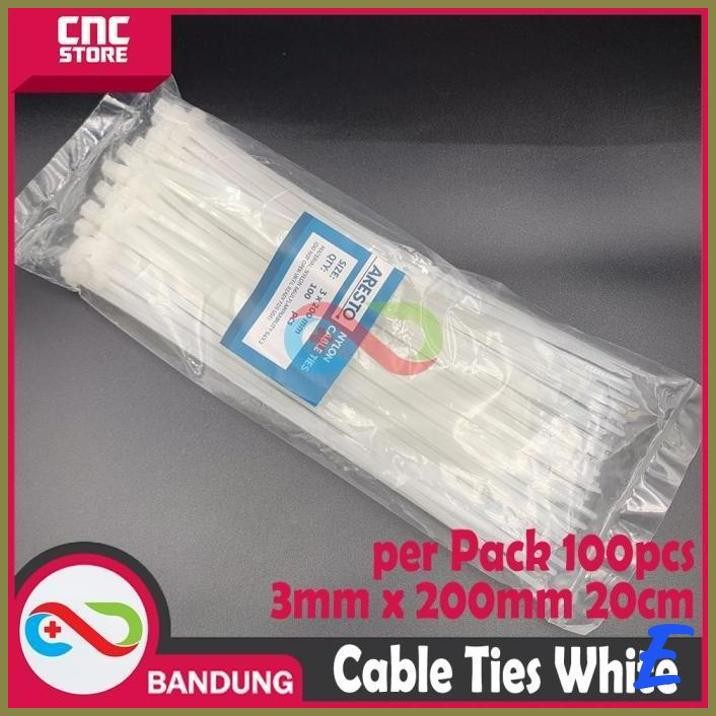 

| CN | CABLE KABEL TIES TIS 3X200MM 20CM - PUTIH PACK 100PCS