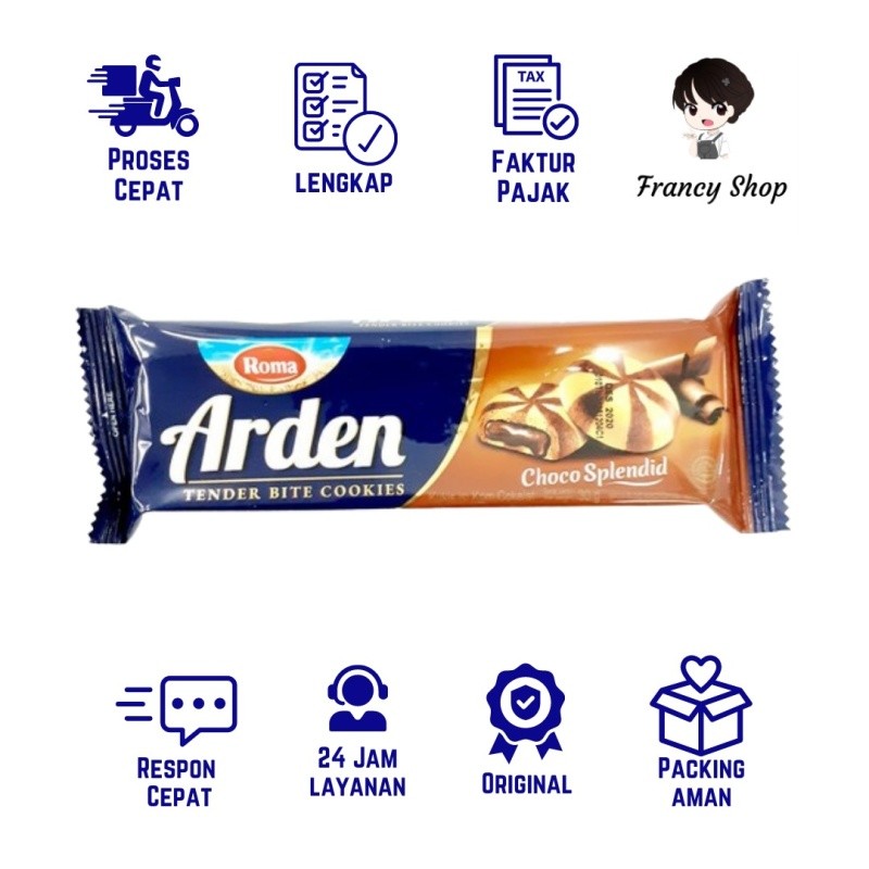 

Roma Arden Choco Splendid Tender Bite Cookies Kukis Krim Coklat 30 gr