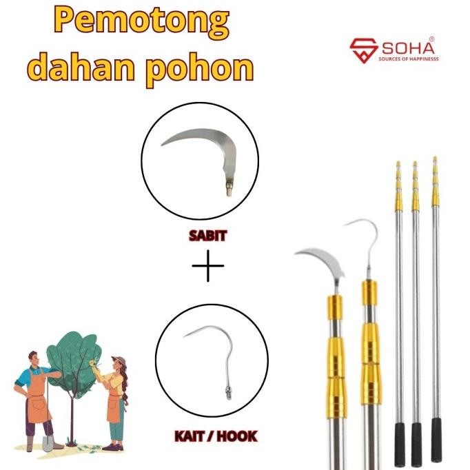 Tongkat 6 Meter Pemetik Buah Teleskopik Serbaguna Dengan Sabit Promo