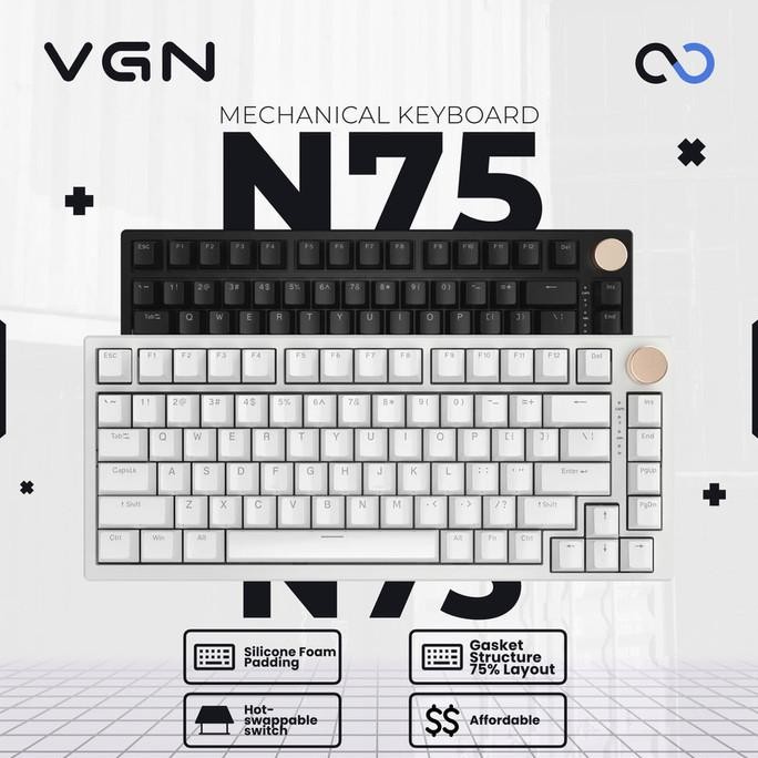 VGN N75 / N-75 NON-RGB Hotswap Gasket Mount 75% Mechanical Keyboard