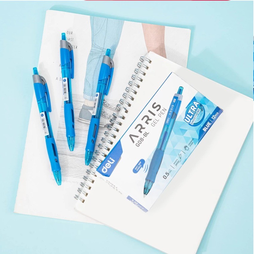 

Deli Gel Pen / Pulpen Gel Cetek 0.5mm Tinta Warna Biru EG08-BL