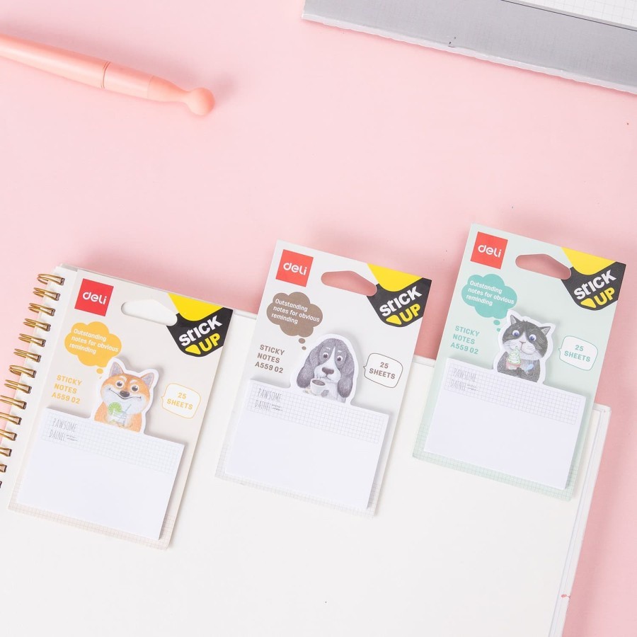 

Deli EA55902 Sticky Notes 75 × 84mm 3''×4'' 25 lembar 3 pola dengan dudukan kardus