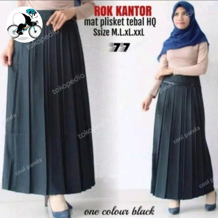 Rok kerja rok kantor rok guru prisket hitam panjang plisket