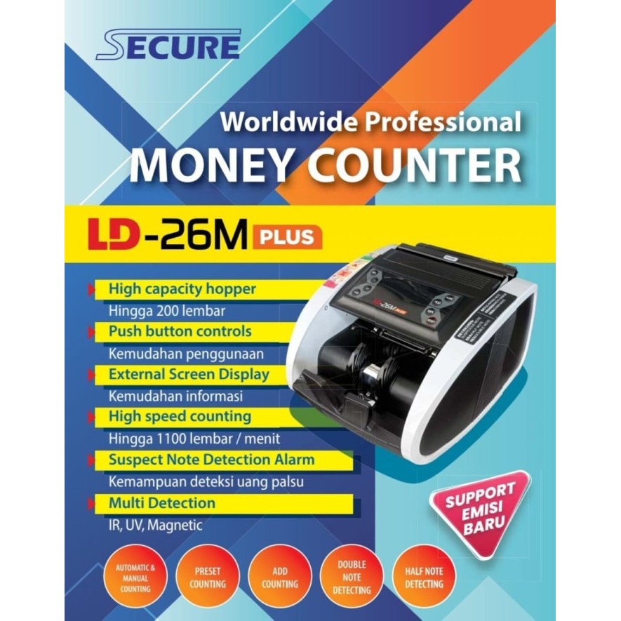 

PROMO MONEY COUNTER DETECTOR SECURE LD 26M PLUS / MESIN HITUNG UANG LD 26 M
