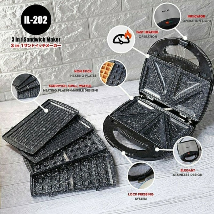 

PROMO PANGGANGAN ROTI 3IN1 IDEALIFE IL202 - SANDWICH MAKER PEMANGGANG IL-202