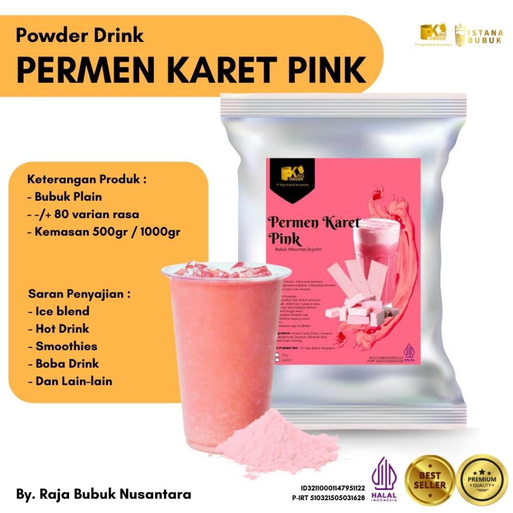 

Bubuk Minuman Rasa Permen Karet Pink Viral Powder Drink Reguler Cotton Candy Pink