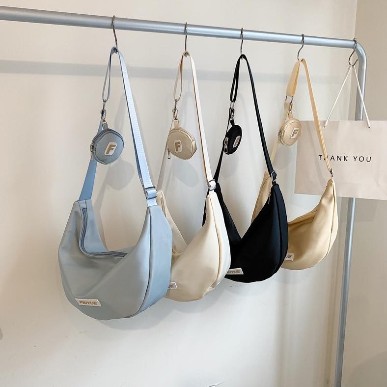 FEI Sling Bag Wanita Bahan Nylon Tas Selempang Bahu Wanita Trend Y2K Kekinian Lucu Korean Style Bara