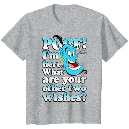 Disney Aladdin Genie POOF Kaos Potret Teks Gradien 2 Wishes |ljprtfc7|