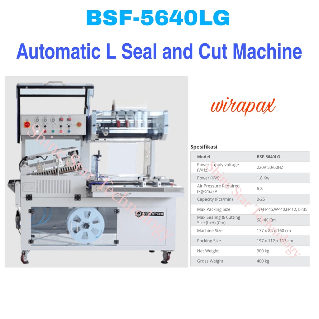 WIRAPAX L Sealer Machine Automatic L-Sealer Cutter Auto BSF-5640LG WIRAPAX