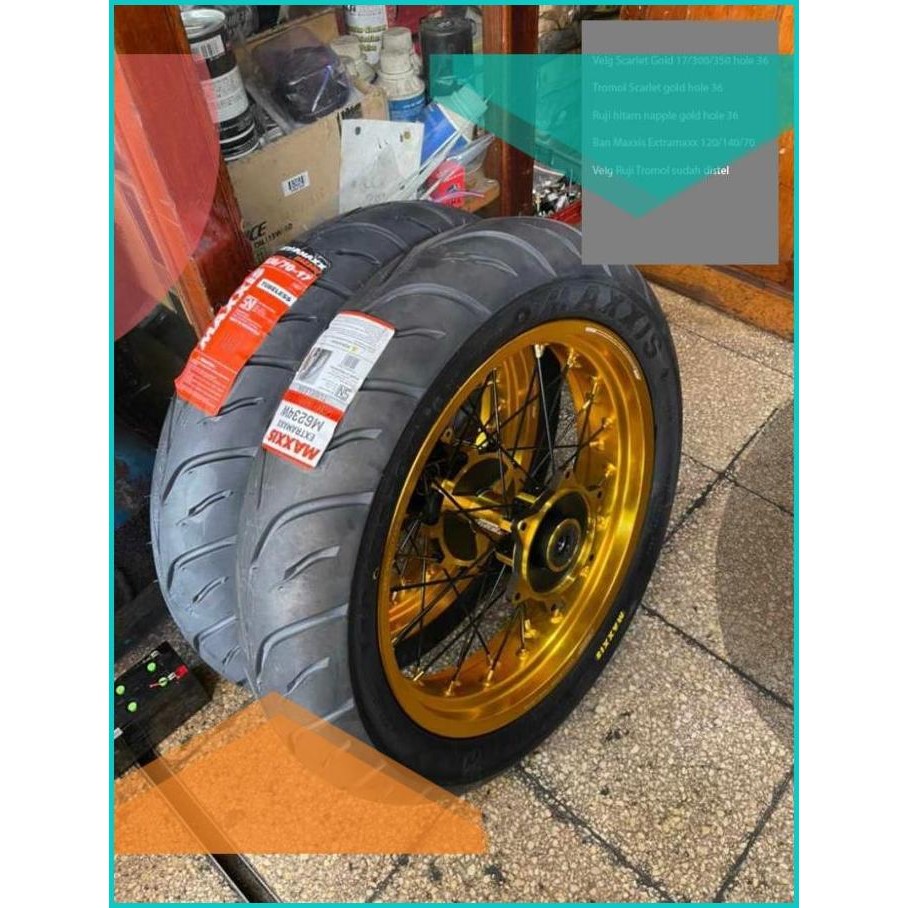 BANSET WHEELSET SUPERMOTO HONDA CRF SCARLET GOLD 11OKTZ4 onderdil