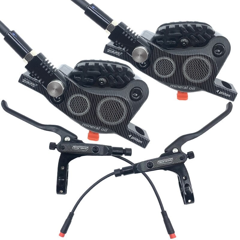 Sepeda Listrik Power-off Rem Cakram Hidrolik 4 Piston Kaliper Rem MTB E-Bike E Scooter Tekanan Oli R