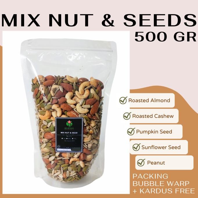 

TRAIL MIX NUT & SEEDS 500 GR PREMIUM 4 VARIAN-ALMOND METE KUACIPUMPKIN PS22