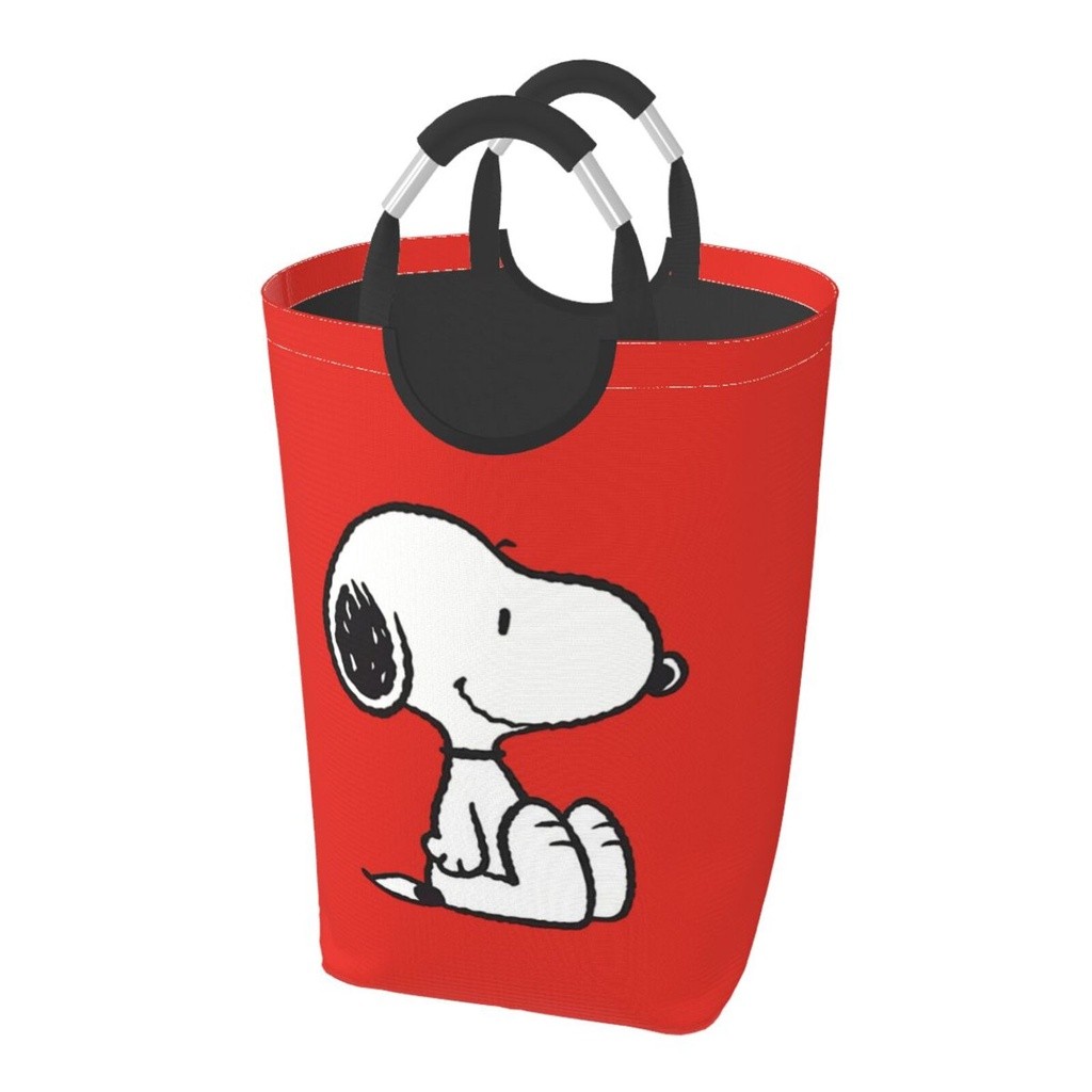 Snoopy Keranjang Cucian 22,7 inci dengan Pegangan Keranjang Cucian Pengatur Penyimpanan Mainan Ember