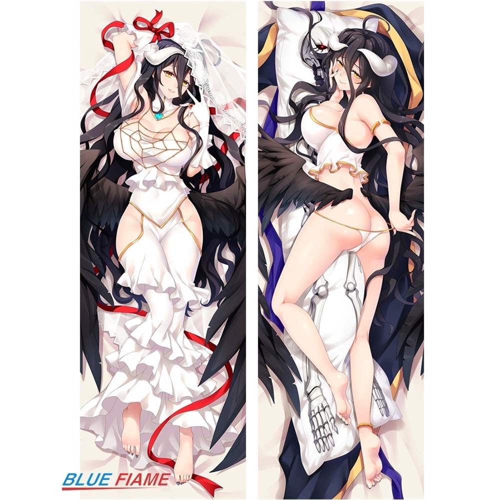 Gadis anime albedo seksi seksi gadis memeluk kotak bantal tubuh |755DA5EE|
