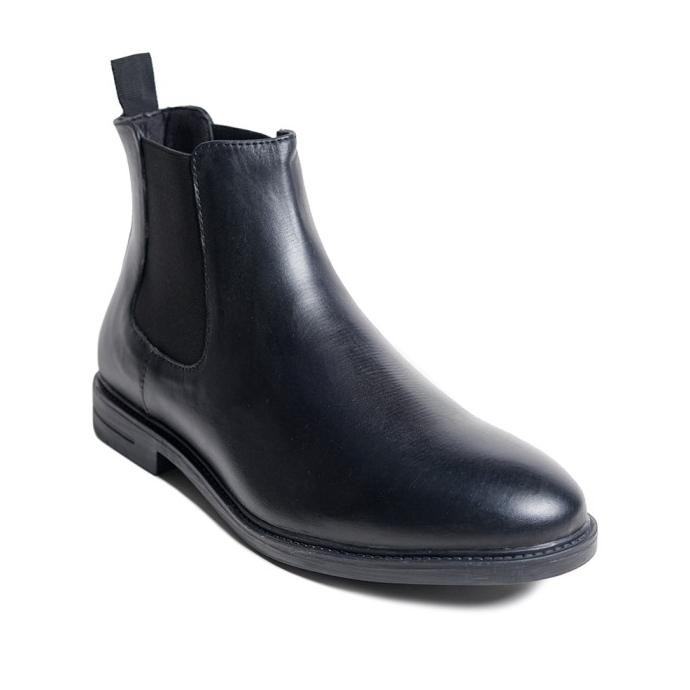 Prabu - Aksa Black Sepatu Kulit Chelsea Boots Pria