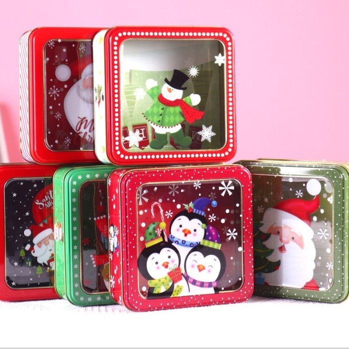 

Tin Kaleng Merry Christmas Natal Square Kotak Cookies Candy 14.5x14.5