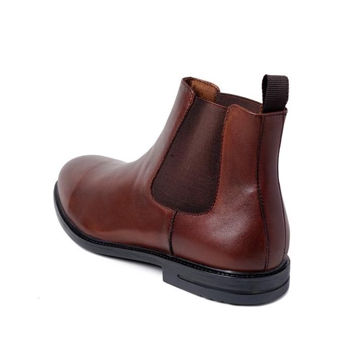 Prabu - Aksa Brushed Brown Sepatu Kulit Chelsea Boots Pria