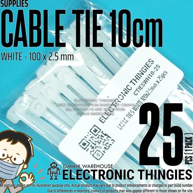 

Baru (8) 25pcs CABLE TIES 100 X 2.5 MM WHITE PUTIH 10CM thingie43 Ayo Order
