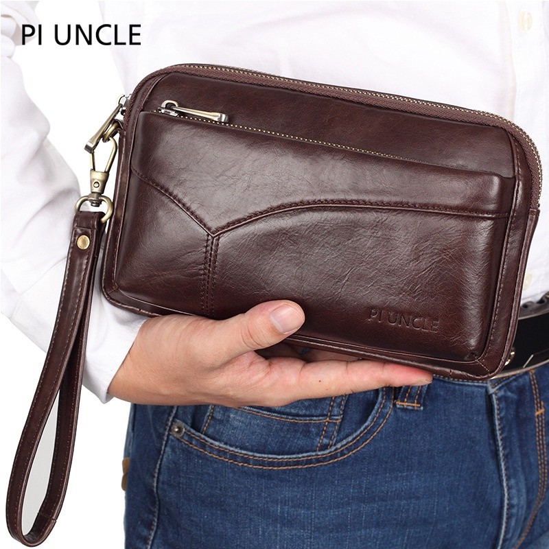 

PENGIRIMAN GRATIS【PI UNCLE】Tas Genggam Kulit Asli Dompet Kulit Sapi Pria Tas Ponsel Fashion Kapasitas Besar Bisnis Santai Gaya Retro Hadiah Hari Ayah |VxCslyxf|