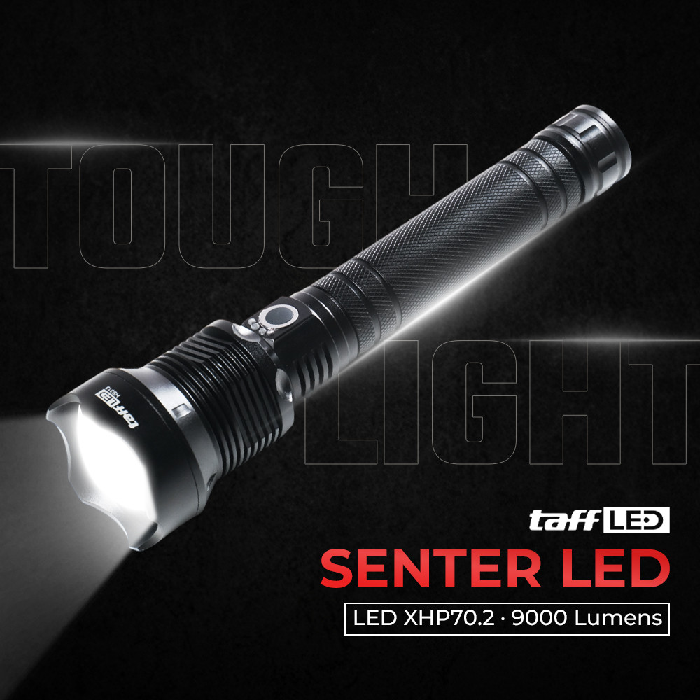 Original TaffLED Senter LED Long Range Zoom USB Recharge XHP70.2 9000 Lumens - HS313 Termurah