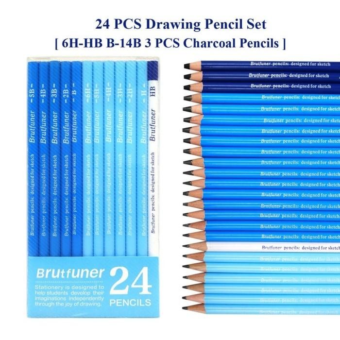 

Brutfuner 24Pcs Sketching Pencil/Pensil Sketsa/Pensil Gambar Set