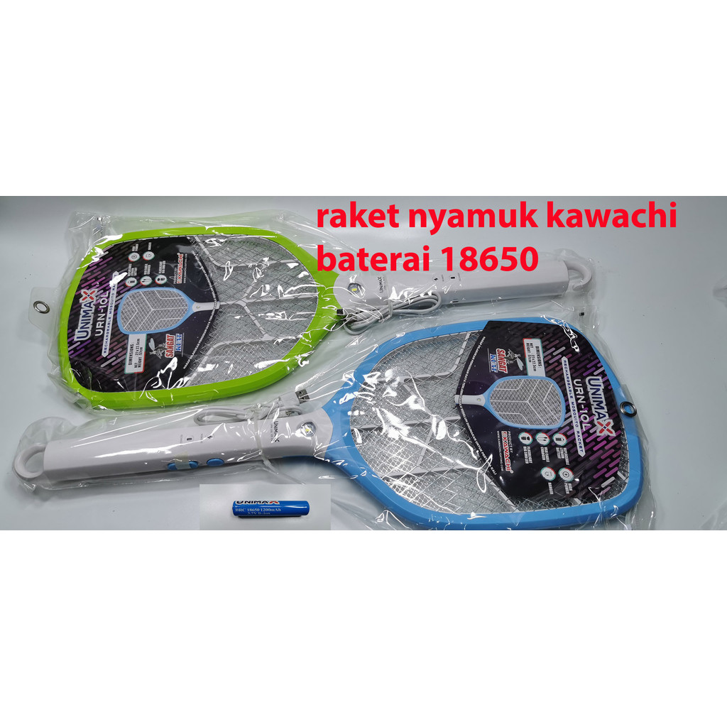 Original Raket Nyamuk Listrik kawachi UNIMAX URN-10L baterai lithium 18650 Termurah