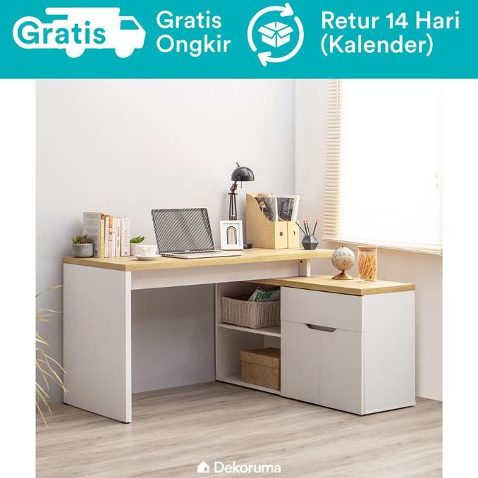 Dekoruma Sano Meja Kerja Minimalis Sudut | Meja Belajar Putih L