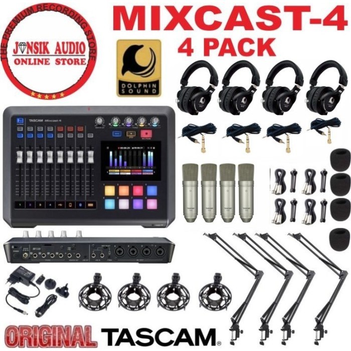 Cuci Gudang Paket Podcast Tascam Mixcast4 Paket Broadcast Premium