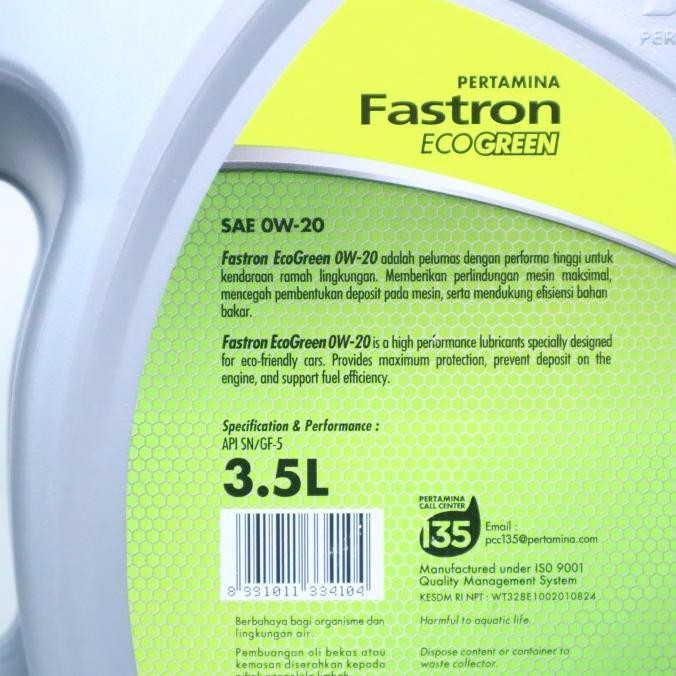 OLI FASTRON ECO GREEN 0W-20 3.5L PERTAMINA - OLI FASTRON ECO GREEN 0W