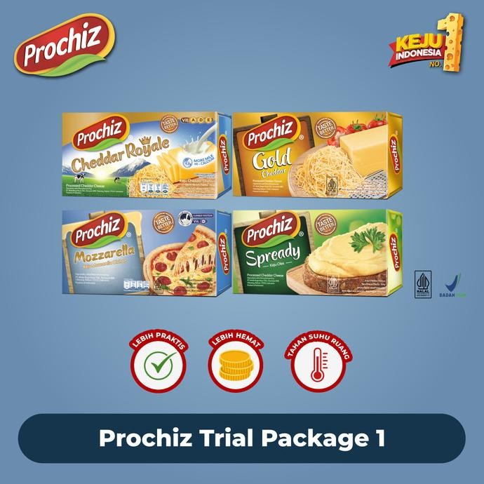 

PROMO Keju PROCHIZ Trial Package (Cheddar, Gold, Spready, Mozzarella)