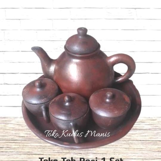 Teko Teh Poci 1 Set 3 Cangkir / Teko Poci Set / Teko Tanah Satu Set
