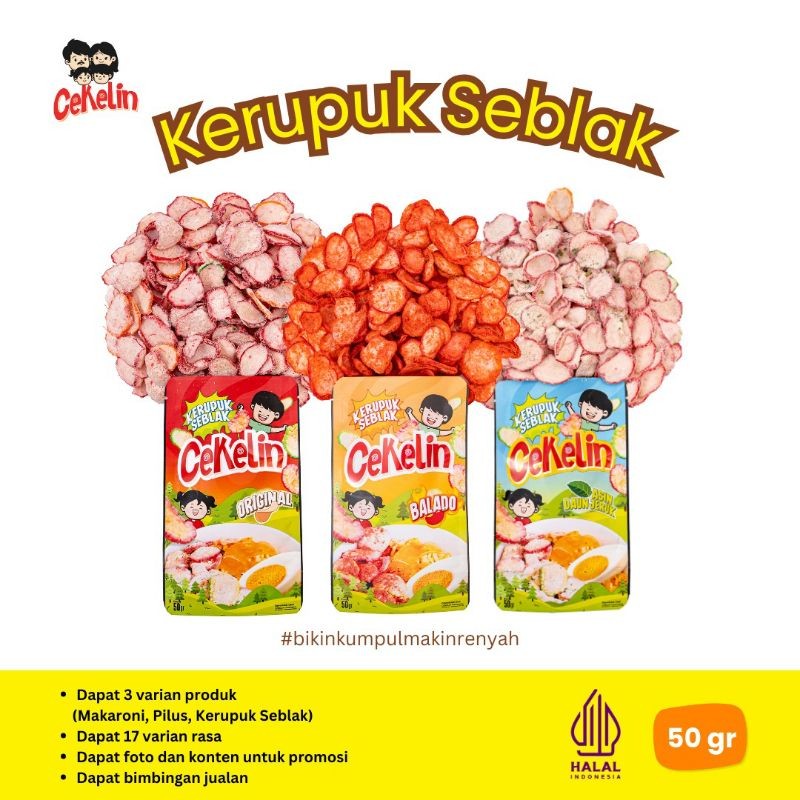 

Cekelin Cemilan Kerupuk Seblak 3 Varian Rasa 50gr