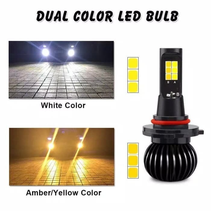 Lampu Led Headlamp dual color H4 H1 H3 H7 H9 H8 H11 Hb4 HB3 9005 9006