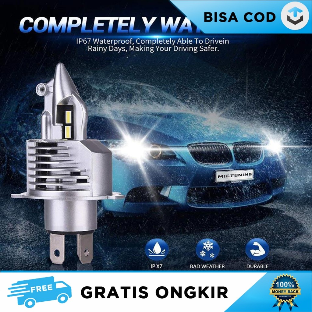 LAMPU MOBIL LED HEADLAMP H4 CPS SUPER TERANG PUTIH KUNIG FIGHTER 80W