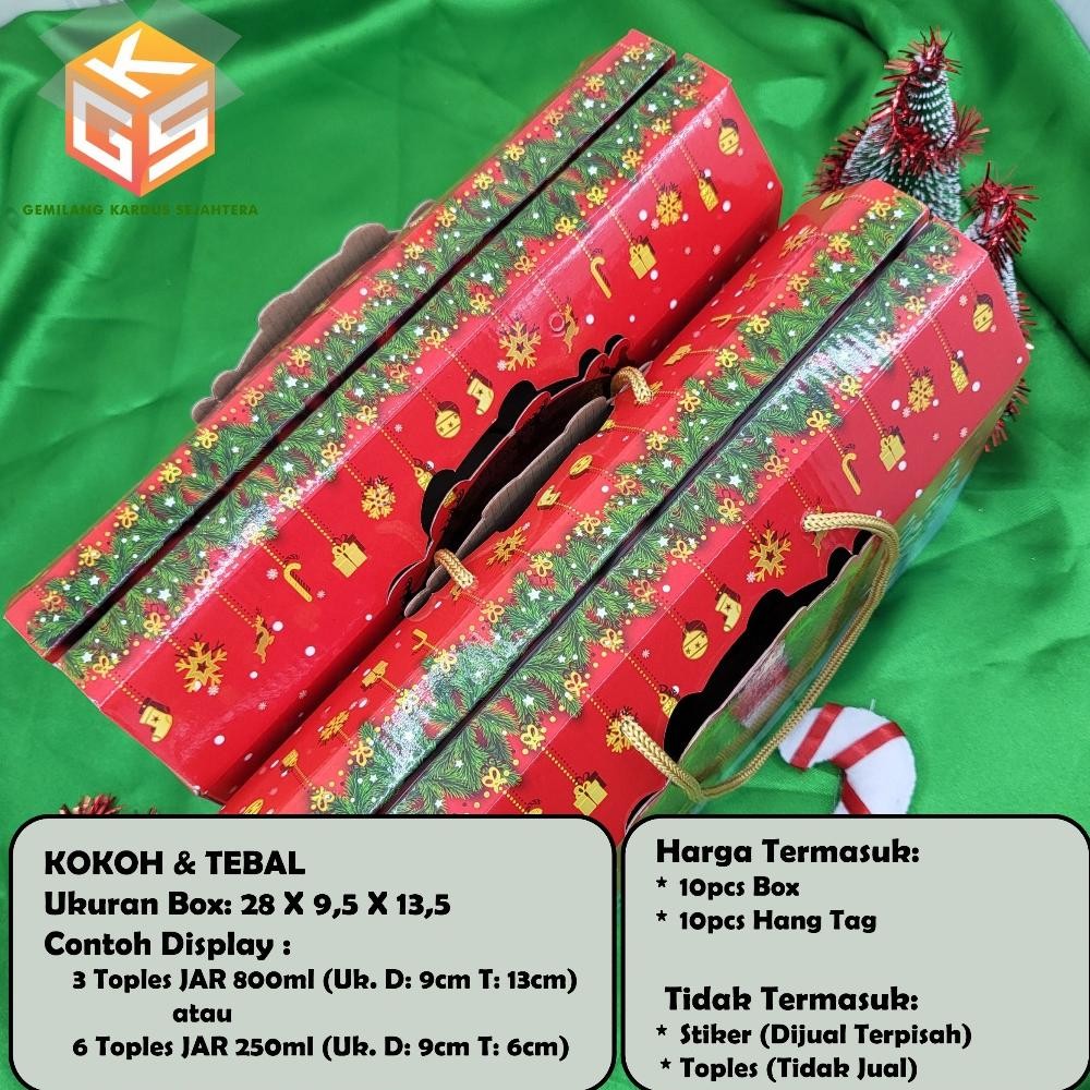 

10Pcs Gable Box Natal [Free Hang Tag] | Ukuran 3 Toples Jar 800Ml | Ukuran 6 Toples Jar 250Ml | Box Hampers Christmas | Box Natal Mainan Anak