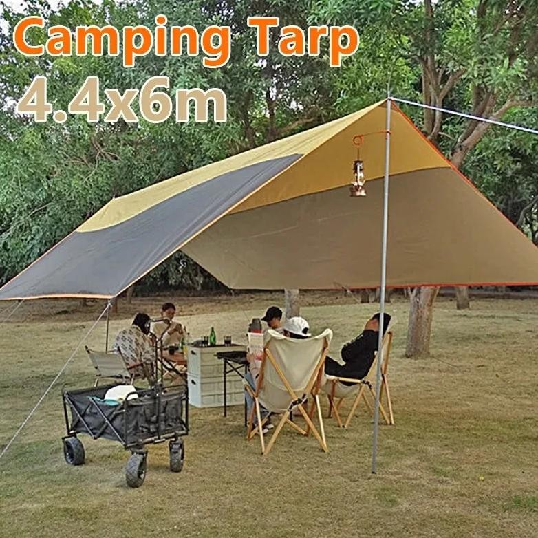 camping tarp 4.4x6m tent tarp waterproof oxford outdoor flysheet large fly sheet big awning sun shel