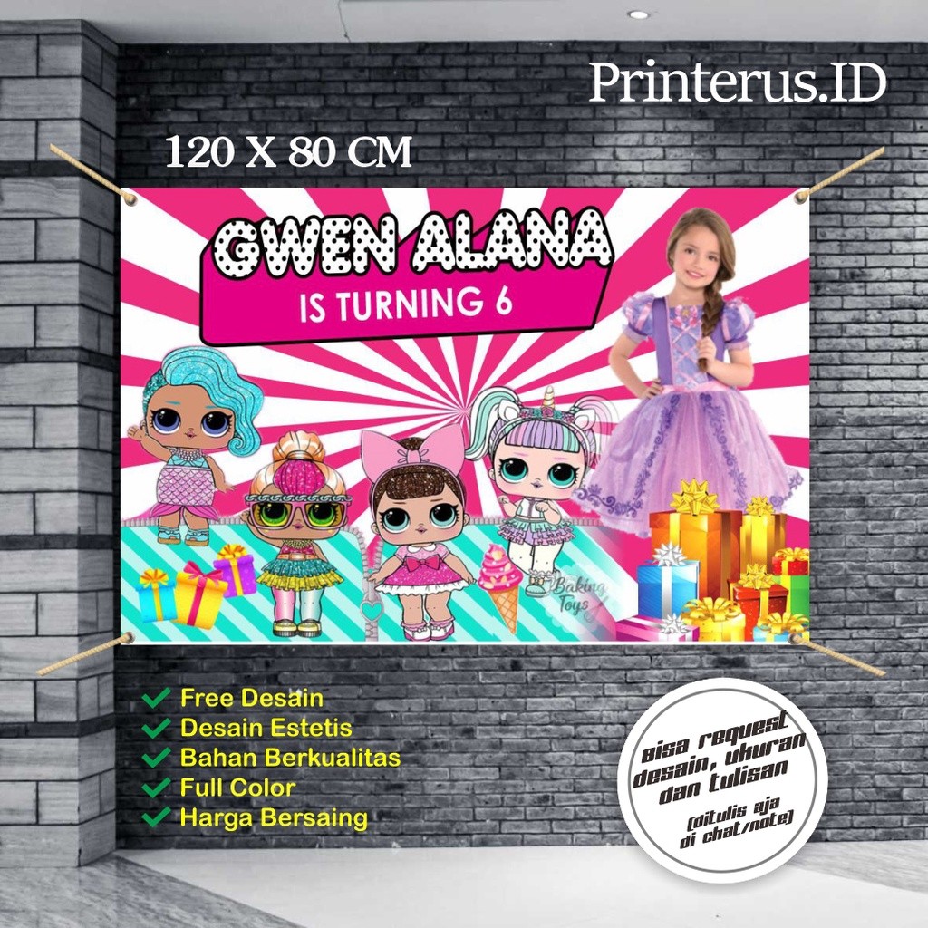 PROMO DISKON GEDE  Banner / Backdrop Ulang Tahun Anak Custom | Gratis Desain | Contoh LOL