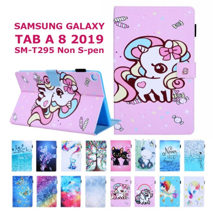 Samsung Galaxy Tab A 8 A8 2019 T295 Flip Case Cover Kids Unicorn Lucu