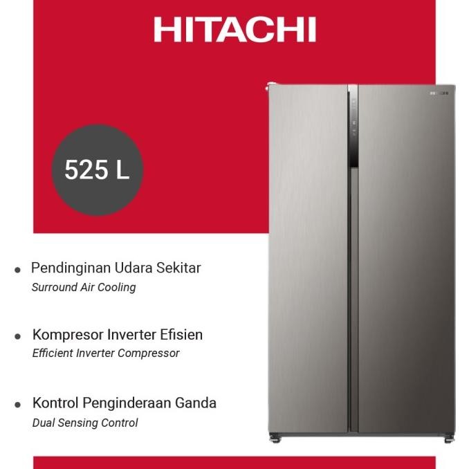 *****] KULKAS HITACHI SIDE BY SIDE HRSN9552DXID LEMARI ES HITACHI INVERTER SIDE BY SIDE HRSN 9552 DX