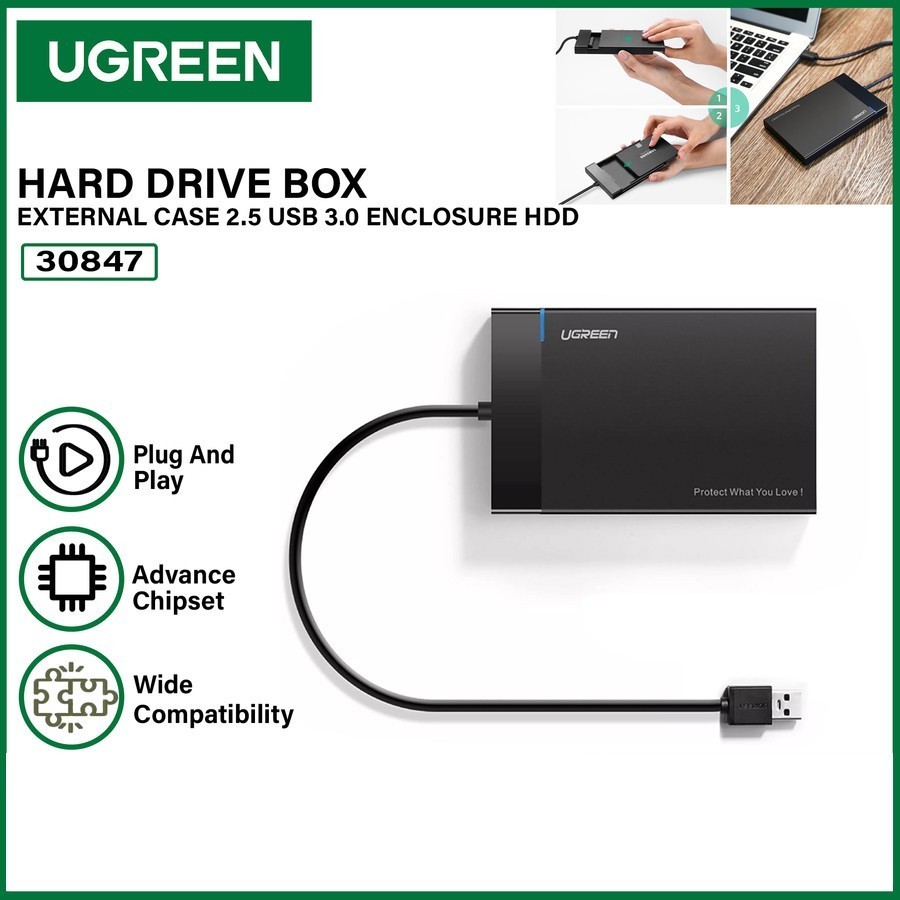 Ugreen Enclosure Hdd/Ssd 2,5" Sata To Usb A 3.0 (30847)