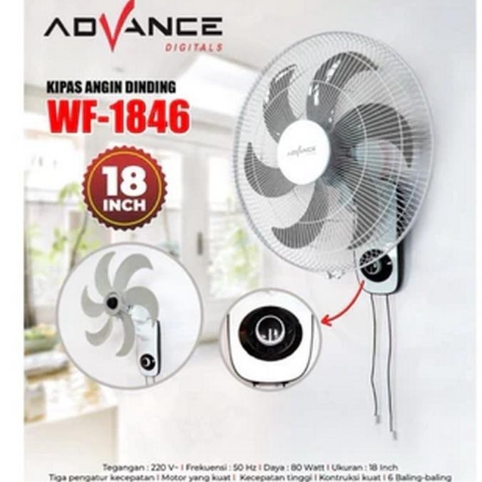 Advance WF-1846 Kipas Angin Dinding 18 Inch 6 Baling Besi 80W