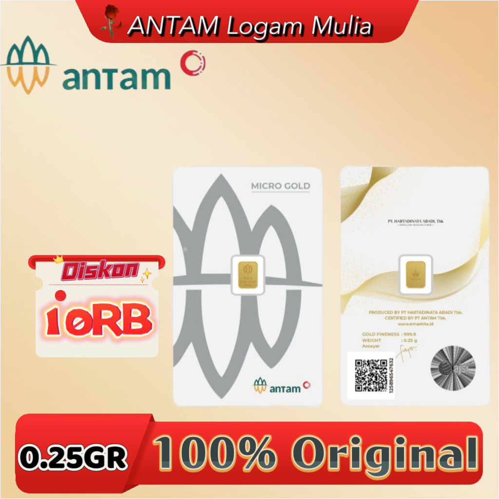 Antam Logam Mulia 0.25 Gram Certicard Terbaru 0.25 Gr LM