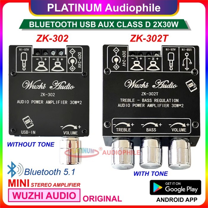 Bluetooth 5.1 Stereo Class D Amplifier 2X 30W ZK-302T