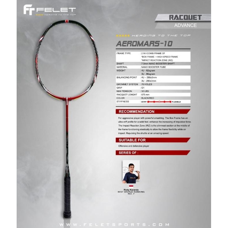 RAKET BTON FELET AEROMARS 10 GALAXY FLARE 10 ORINAL