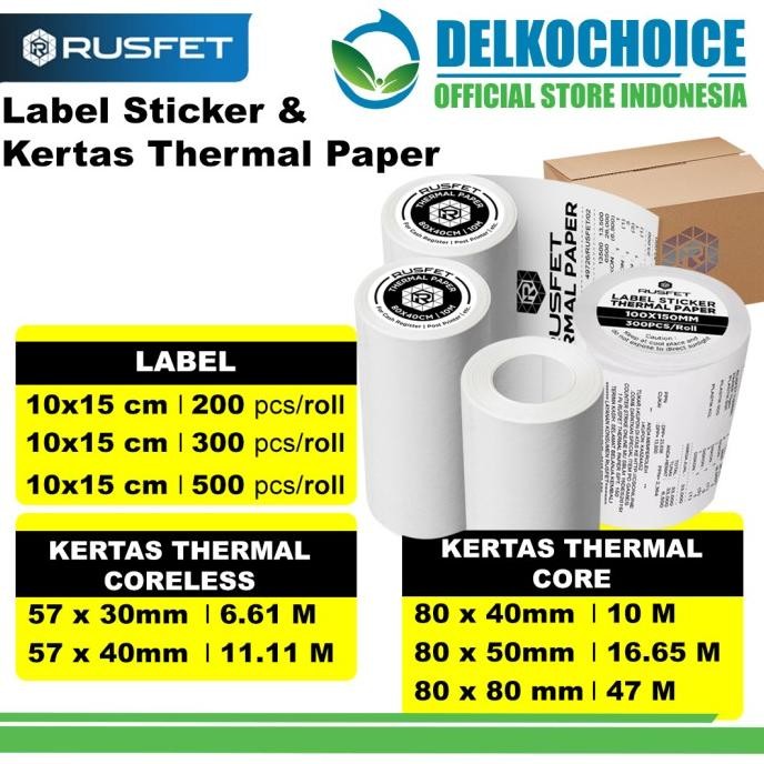 

Label Stiker & Kertas Thermal Printer Struk Kasir Pos Rusfet Dus
