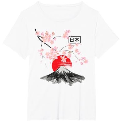 Kaos Vintage Cherry Blossom Fuji Sakura Japanese Art, Sakura |dzUhYRhz|
