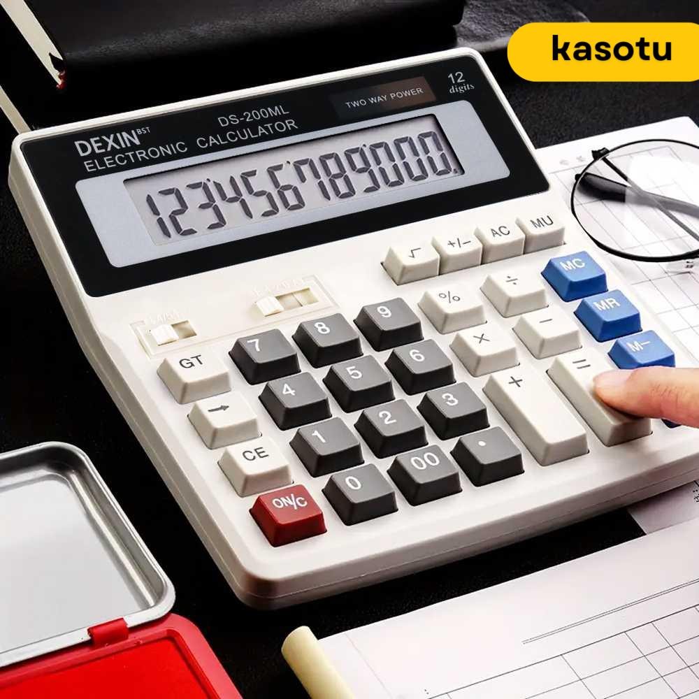 

DEXIN Kalkulator 12 Digit Large LCD Display Two Way Power Solar - DS-200ML