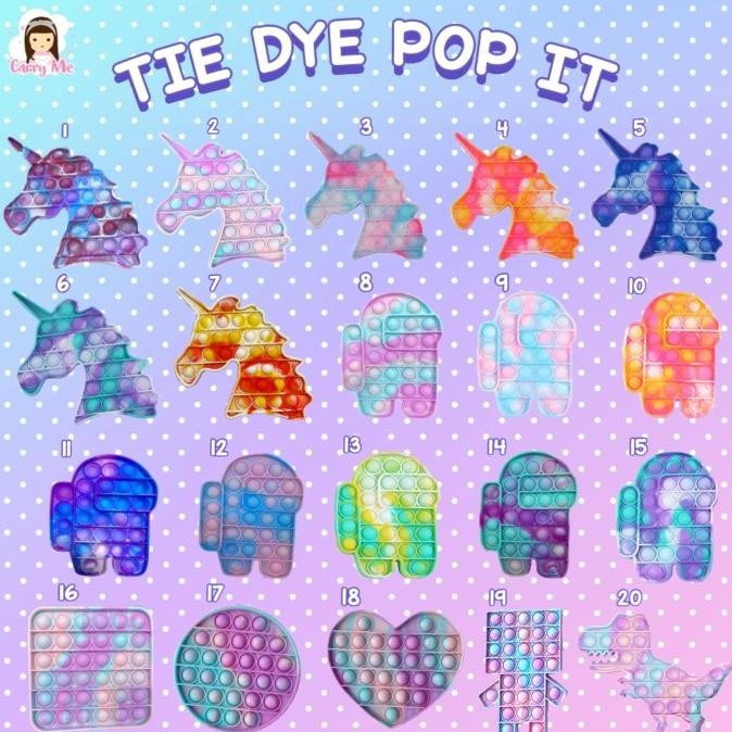 SUPER DEFORMED FIGURE READY STOCK Fidget Pop It Unicorn Among Us Shapes Tie Dye Sensory Toys
