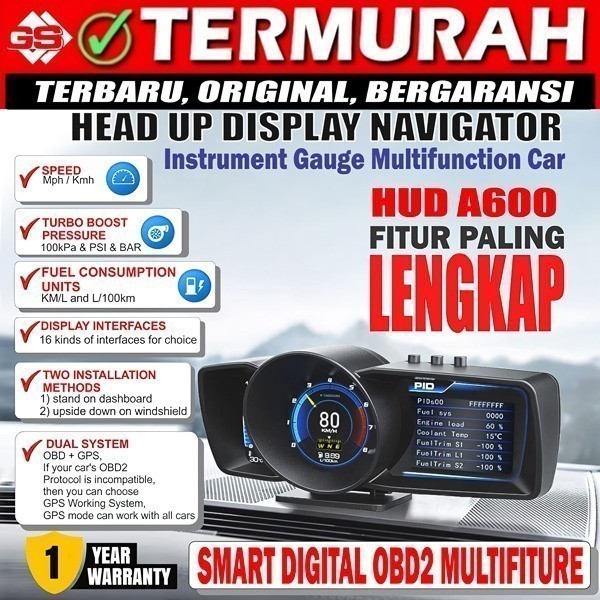 Ready Pengukur Otomatis A600 HUD GPS + Sistem OBD, Speedometer Komputer