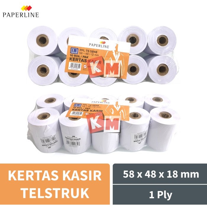 

Kertas Struk Kasir Telstruk Paperline 58 x 48 mm 1 Ply HVS Roll 58x48